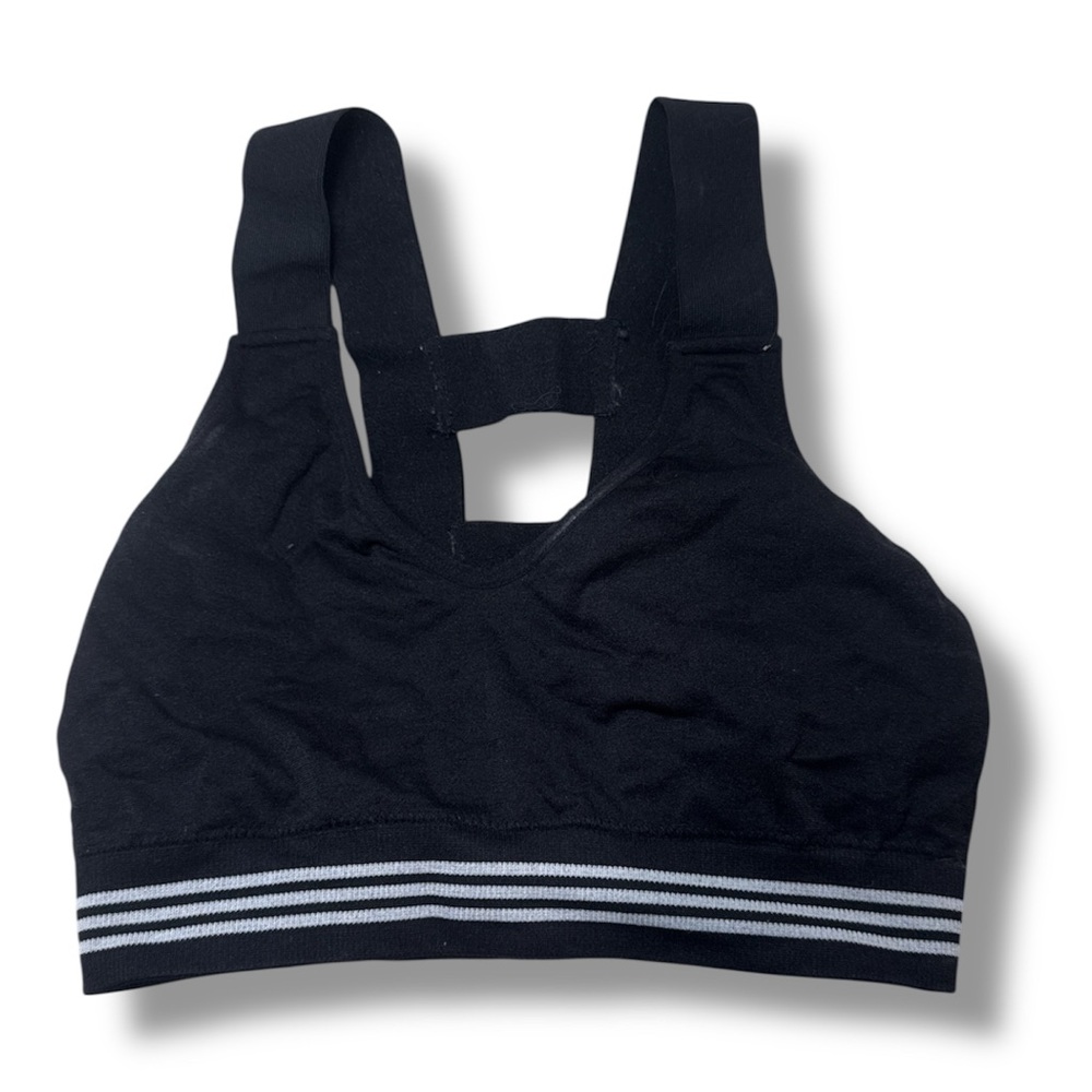Black Sports Bra with Striped Band